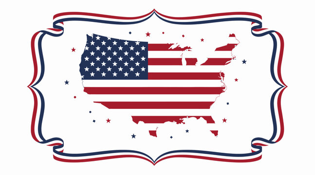 American flag map of USA, patriotic symbol