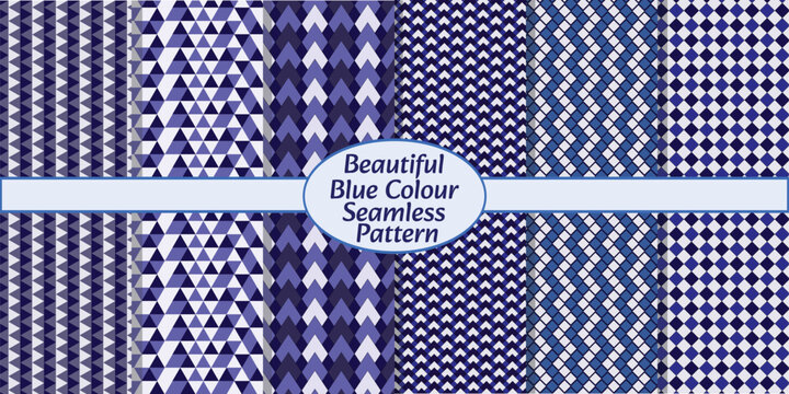 Set of six shades of blue seamless patterns for textile, gift wrap and, book covers vector design