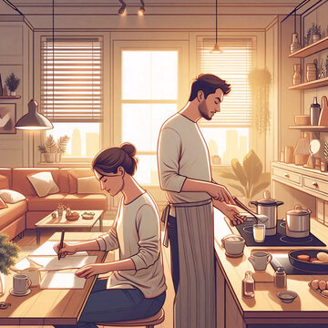 A candid, action-oriented scene that subverts traditional gender roles, Ai generated image