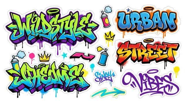 Vibrant Graffiti Art Collection: Urban Wildstyle, Street Vibes, Spray Paint Letters