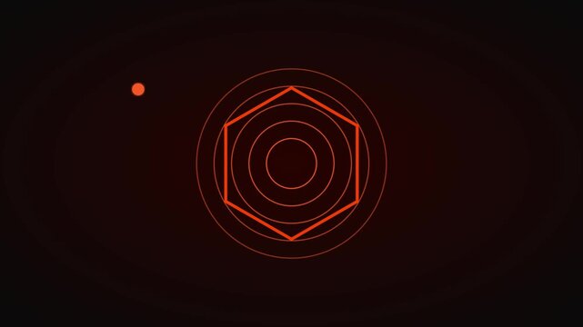 Minimalist abstract hexagon motion with pulsing red circles and dark animation 4k background, pulse