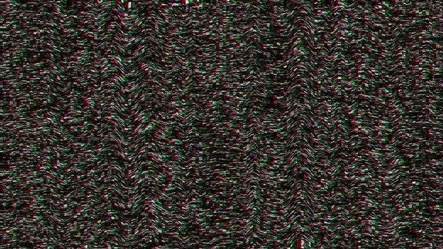 Digital glitch distortion screen effect showing abstract wave patterns in this dark motion animation video clip