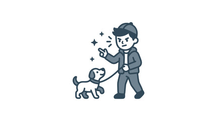 Fototapeta premium Man Walking Dog on Leash Outdoors.