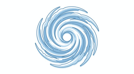 Fototapeta premium A stylized illustration of a swirling blue hurricane or vortex on a white background.