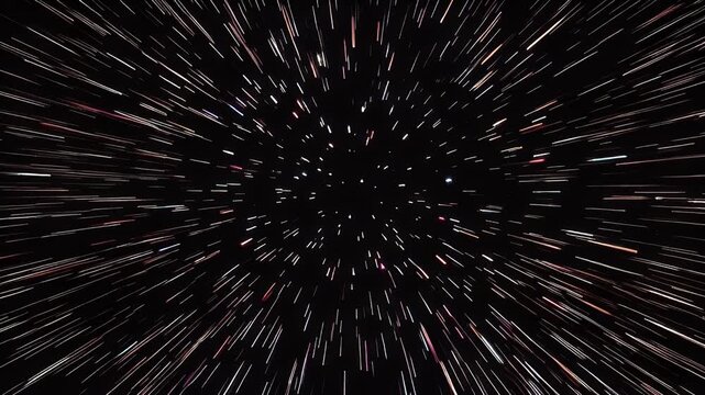 Streaks of light radiating from a central point on a dark background, simulating warp speed or hyperspace travel.