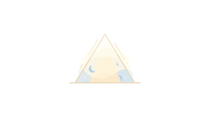 Fototapeta premium A minimalist illustration of a triangular camping tent set in a serene mountain landscape.