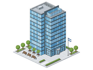 Isometric Apartment Building Exterior – Modern Residential Block Vector Illustration  © Perfectimagehub