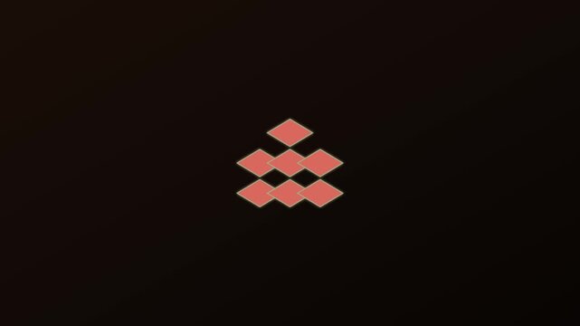 Minimalist geometric diamond pattern animation, abstract red rhombus shapes moving on dark 4k background, for modern motion