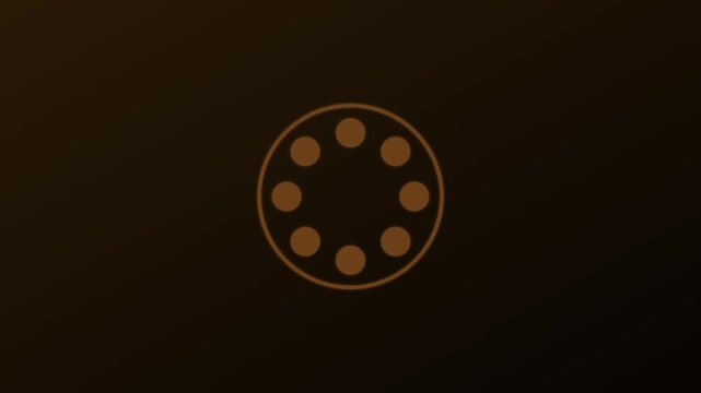 Minimalist loading spinner with play button animation on dark 4k background