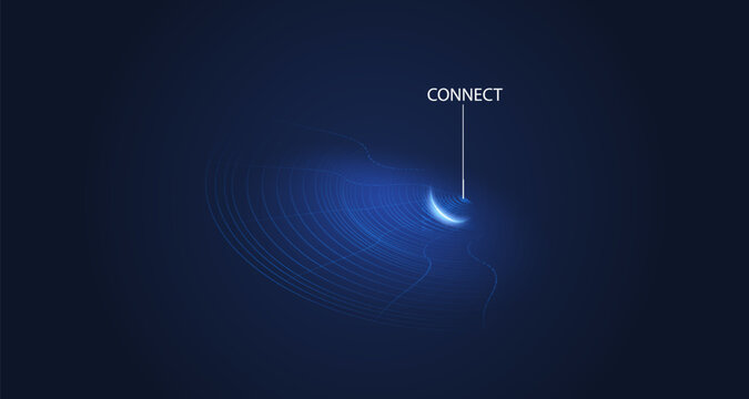 Abstract digital connection network with concentric circular lines. Global communication technology