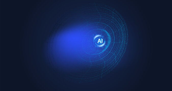 Big data and machine learning. Artificial intelligence chipset on circuit board in futuristic concept. Technology artwork for web, banner, card, cover.