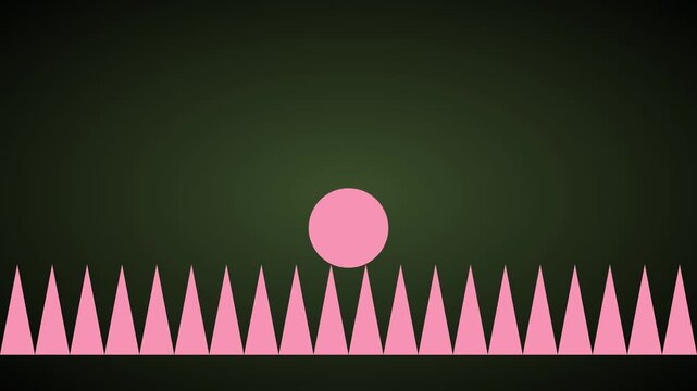 Minimalist pink circle and triangle pattern motion animation 4k background, on dark green, gradient abstract
