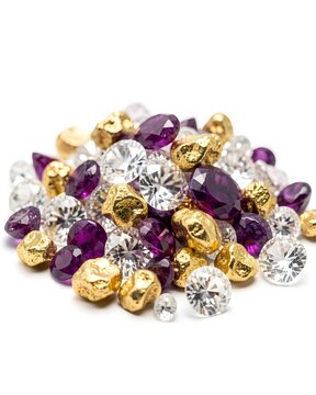 gold and silver, dimond on white background 