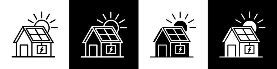 Solar energy black and white icon design concept © okta