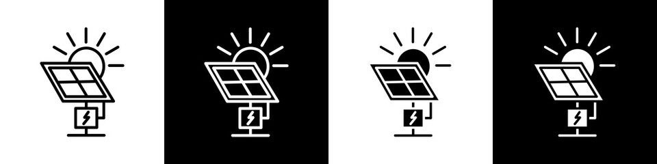 Solar energy black and white icon design concept © okta