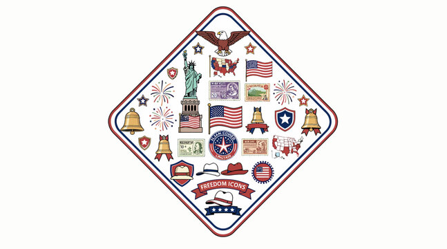American symbols and landmarks collage