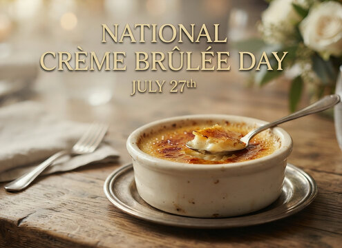 National Cr&egrave;me Br&ucirc;l&eacute;e Day July 27th dessert presentation