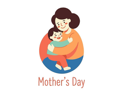 Mother embracing child for holiday greeting