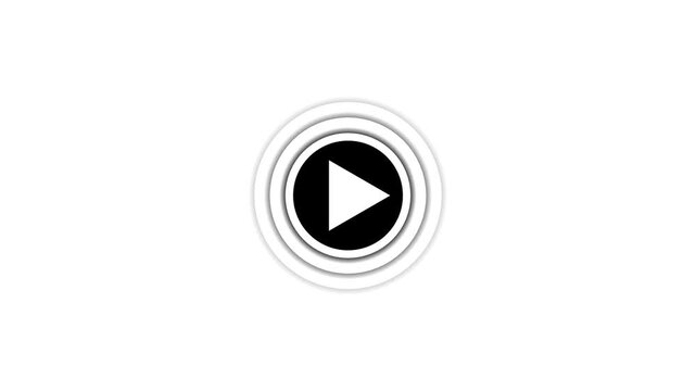 Play button icon rotates on white background looping animation sequence video media