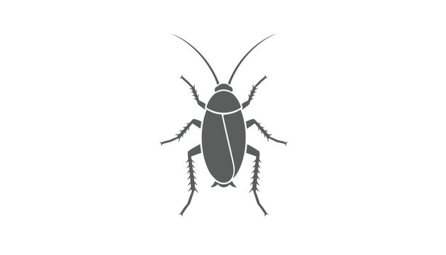 Simple grey silhouette vector illustration of a cockroach pest isolated on a clean white background, perfect for pest control designs.
