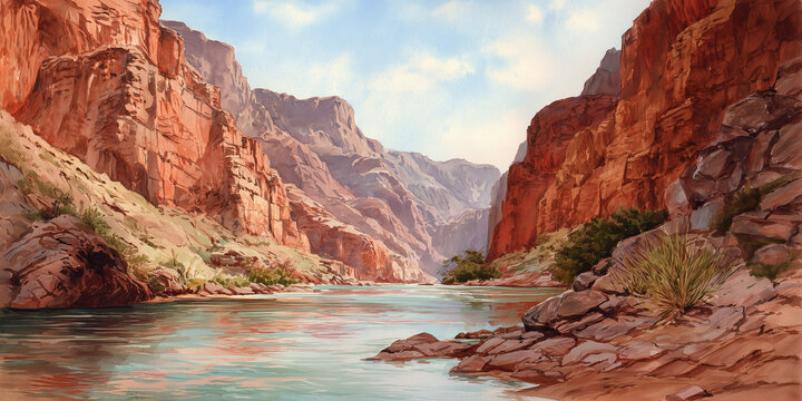 Grand Canyon Watercolour Landscape