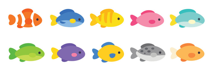 Fototapeta premium colorful little fish flat illustration