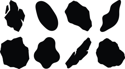 Set of Diverse Black Rock and Stone Silhouettes for Natural Texture and Abstract Design Projects © Mdjoshelahamed4400 
