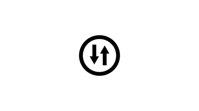 Arrow Up Down Icon Animates Through Three Stages On White Background video arrows