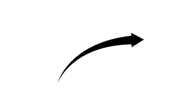 Curved arrow progressing across white background simple animation sequence footage video movement