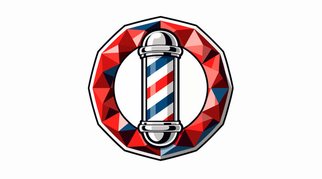 barber pole logo, red blue white