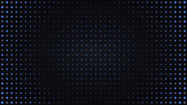 Abstract blue dot matrix pattern background, digital technology motion pulsing led light grid, futuristic data visualization loop animation 4k