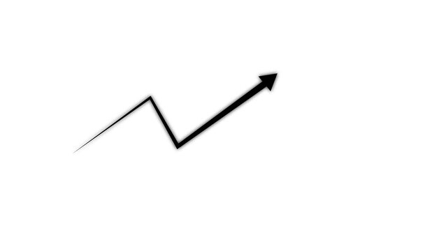 Creative Graph hand drawn arrow chart growing up. Exponential growth and Business profit increase.black arrow rising transparent channel.