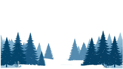 Obraz premium Dark minimalist pine tree forest silhouette with clean white background, elegant nature illustration perfect for nordic and environmental concepts