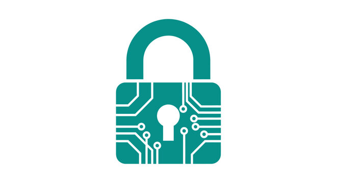 Digital Padlock Security Icon.