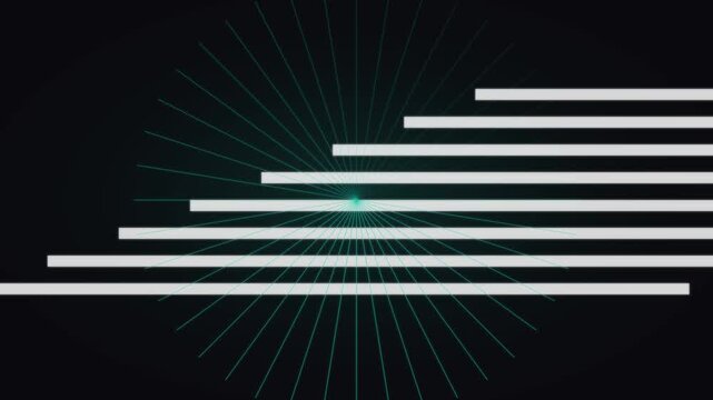 Abstract geometric motion animation 4k background, with dynamic horizontal, lines and radial, light rays for, modern tech presentations