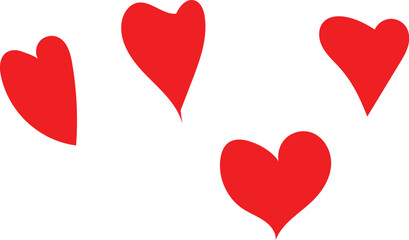 Set of four handdrawn red hearts, simple romantic symbols for valentines day greeting cards, love concept © Sarowar