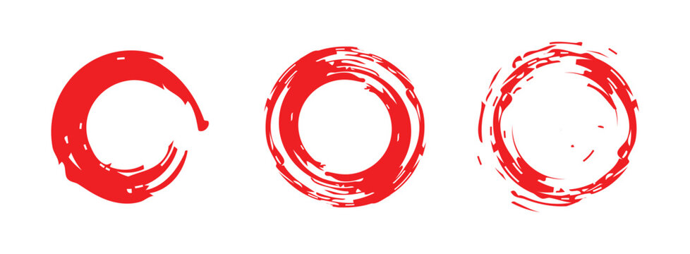 Creative vector illustration of hand drawning circle line sketch set isolated on a white background.  Circle Brush Stroke. Grunge circles brush set. Red grunge circle frames. eps 10
