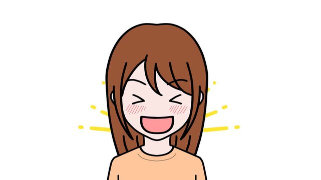 Smiling Woman with Comic Effects Loop Animation
