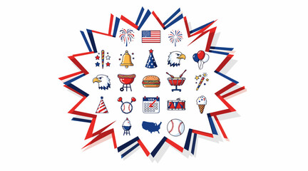 Obraz premium 4th of July icons, American symbols, patriotic celebration