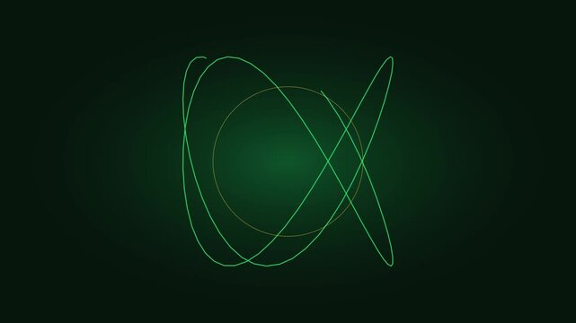 Abstract green geometric lissajous curve animation on dark 4k background