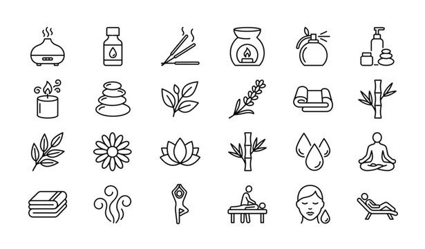 Spa and Aromatherapy Outline Icon Collection