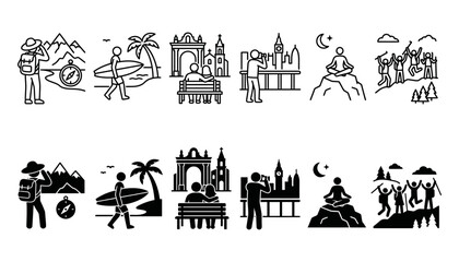 Obraz premium Travel Destination Logo Set, Famous Historical Monument, Cultural Landmark and Heritage Architecture Collection