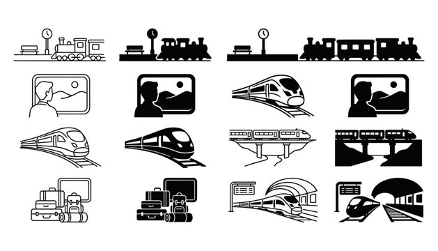 Train Journey, High Speed Railway, Passenger Rail and Station Transportation Concept
