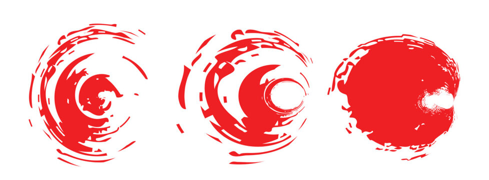 Creative vector illustration of hand drawning circle line sketch set isolated on a white background.  Circle Brush Stroke. Grunge circles brush set. Red grunge circle frames. eps 10