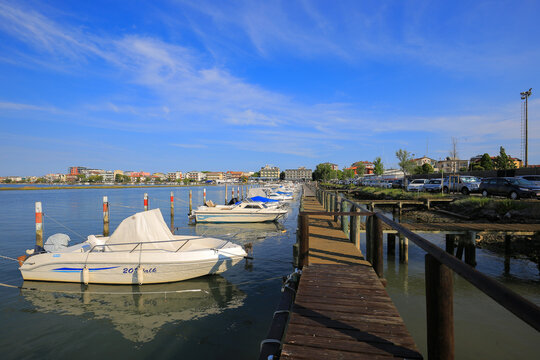 Boats moored near the shore