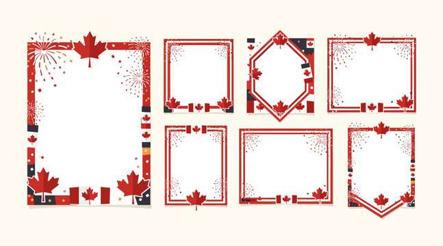 canada day frames, red maple leaf borders