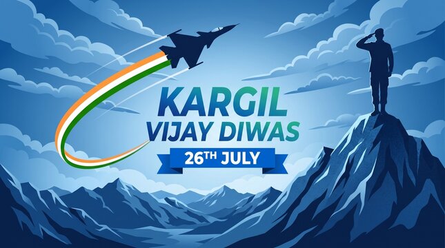 Kargil Vijay Diwas celebration concept, banner, poster, post, greeting vector illustration