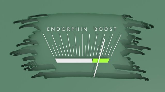 Meter showing endorphin increasing high values. Level of mental health assessment max positive. Getting good results. 3D render