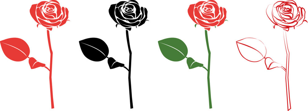 Set of simple rose vector illustrations