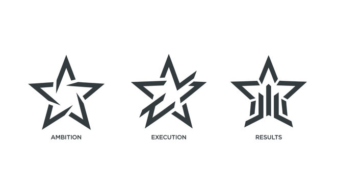 Three star icons representing ambition execution results.